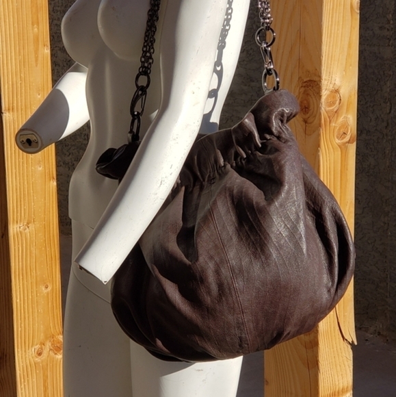 David & Scotti Brown Leather Over the Shoulder Bag - Picture 11 of 11